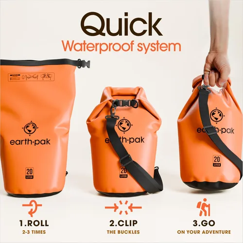 Vista 15 de Earth Pak Bolsa Seca Impermeable - Mochila Impermeable de Cierre Enrollable Superior Mantiene el Equipo Seco para Kayak con Funda Impermeable
