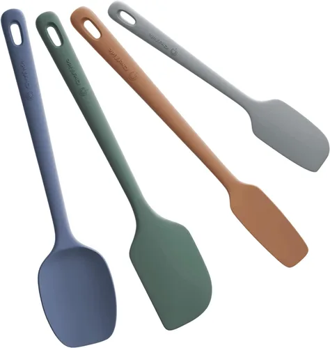 Vista 28 de ChefAide Juego de 3 espátulas de silicona, espátula de goma de grado alimenticio, mango fuerte mejorado con empuñadura ergonómica, resistente al