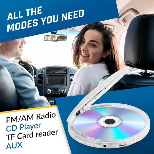 Vista 3 de KLIM Discman - Reproductor de CD portátil con auriculares, compatible con tarjeta SD, CD, CD-R, CD-RW, MP3, WMA, 5 efectos de ecualización + funda