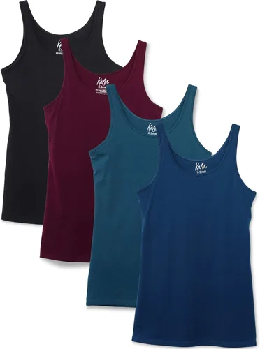 Vista 8 de Kalon Paquete de 4 camisetas sin mangas para mujer con diseño moderno y pechugona