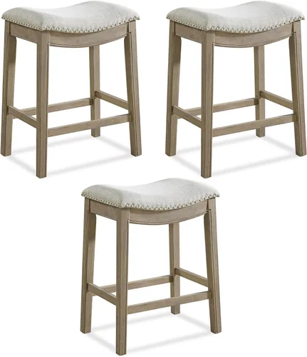 Vista 11 de ROME + OAK Parker Taburete de Mostrador de 26 Pulgadas, Taburete de Cocina sin Respaldo Tipo Silla de Montar en Acabado de Roble Recuperado
