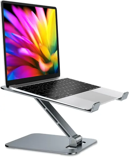 Vista 9 de RIWUCT Soporte plegable para laptop, soporte ergonómico ajustable en altura para escritorio, soporte elevador portátil de aluminio para computadora