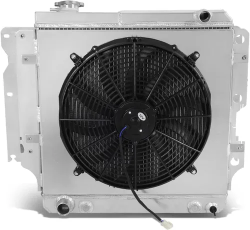 Vista 9 de DNA Motoring RA+FS-CHARGER70-3 Radiador de aluminio tri-core de 3 hileras con cubierta de ventilador Compatible con 70-71 Challenger / 70-72 Charger