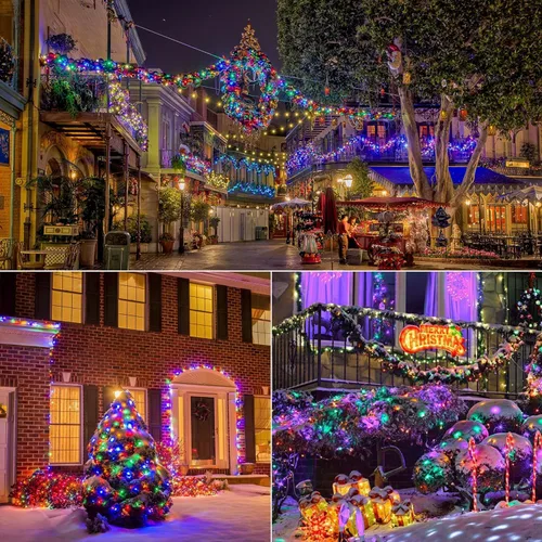 Vista 6 de LSCHARM Solar Christmas Lights Outdoor Waterproof, 400 LED 131 Ft Solar String Lights, 8 Modes Multiple Colors, Solar Fairy Lights for Garden