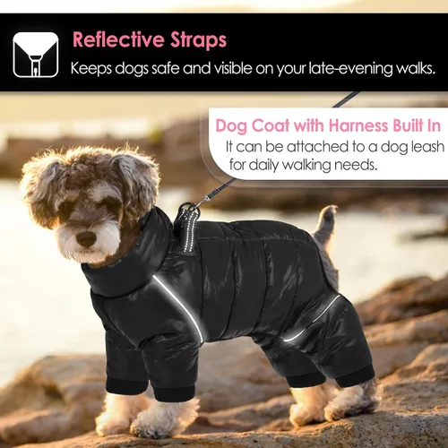 Vista 4 de AOFITEE - Abrigo para perros, impermeable para invierno, cálido traje completo para perros, abrigo de invierno para perros pequeños, chaqueta