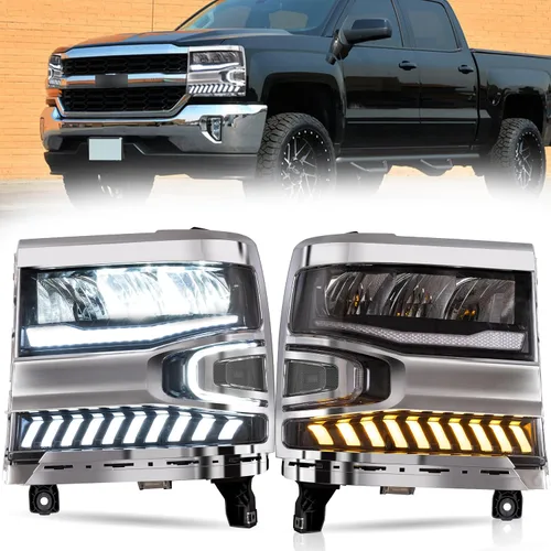 Vista 11 de VLAND Faro delantero apto para Chevrolet Silverado 1500 2016-2018 4ª generación (Base, LTZ, 1LZ, 2LZ, LT, 1LT, 2LT, LS, WT) con animación