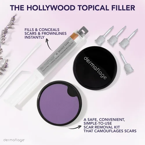 Vista 2 de Dermaflage Kit de relleno de cicatrices, bronce oscuro, cubierta profunda de cicatrices y corrector impermeable para cicatrices de acné, arrugas