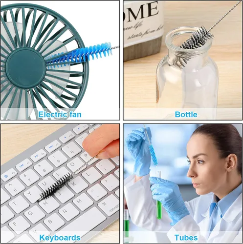 Vista 6 de Cepillos de limpieza reutilizables para pajillas, tubo de ensayo de botellas, cepillo largo de limpieza para pajilla, herramienta de lavado