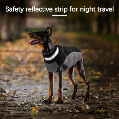 Vista 3 de Chaqueta de invierno para perro, abrigo impermeable y reflectante, resistente al viento, ropa cálida para mascotas, cómoda ropa de forro polar