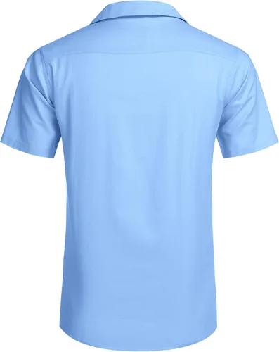 Vista 4 de COOFANDY - Camisas hawaianas de algodón y lino, florales, tropicales, con botones para hombre