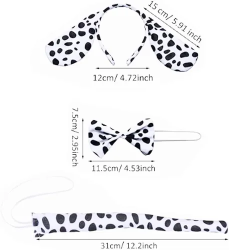 Vista 2 de McFadyon Costume Set with Dog Ear Headbands,Bow Tie,Tail for Christmas Halloween New Year Cosplay Costume or Party Decoration