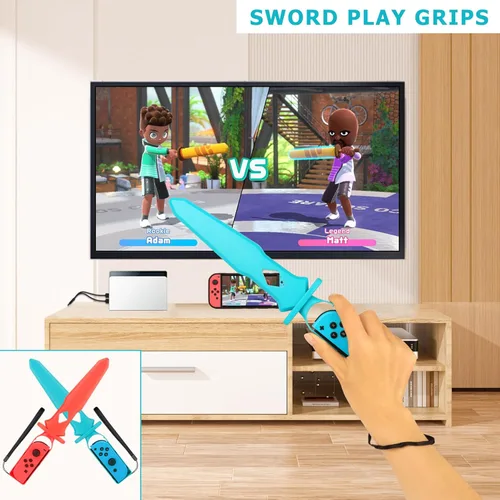 Vista 2 de RTop 24 in 1 Switch Sports Accessories Kit for Nintendo Switch Sports, Switch Controllers Joy-Con Grips, Family Accessories Bundle Compatible with