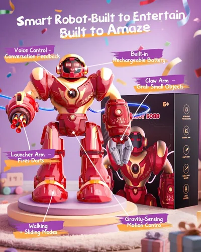 Vista 5 de Holyton 5088 Robots inteligentes para niños, robot RC programable STEM grande, con control de voz, control de aplicación, ojos LED, regalo ideal