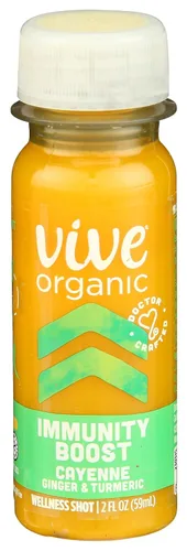 Vive Organic Immunity Boost Cayena, shot de jengibre y cúrcuma (botella de 2 onzas)
