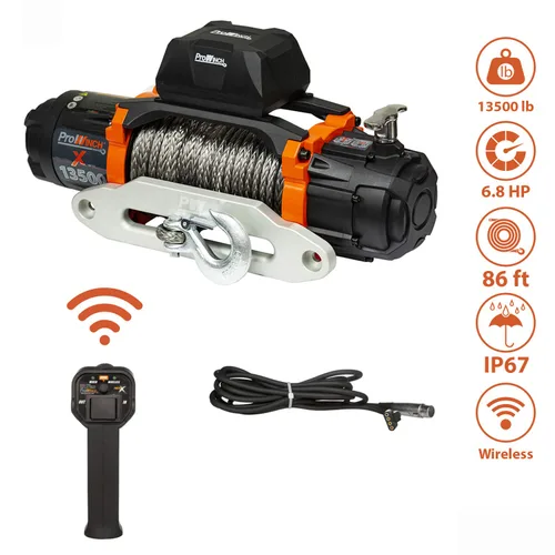 Vista 2 de Prowinch 13500 libras eléctrico impermeable cabrestante sintético cuerda de aluminio inalámbrico
