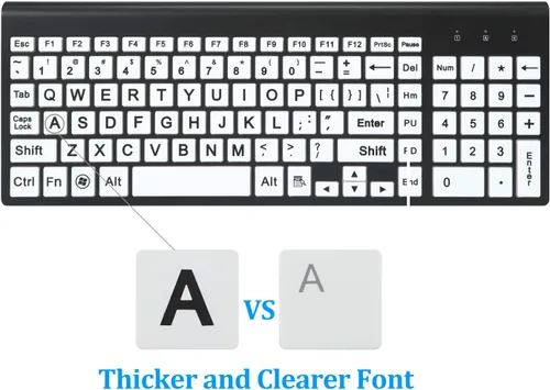 Vista 3 de Teclado y mouse inalámbricos de tamaño completo con impresión grande de 0.1 oz con impresión de gran tamaño para personas con discapacidad visual