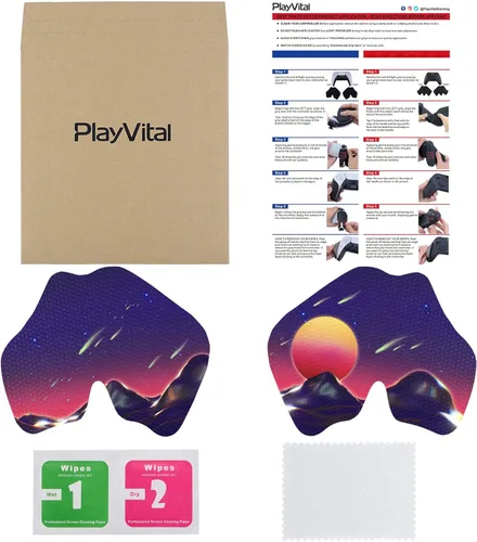 Vista 2 de eXtremeRate PlayVital Anti-Skid Sweat-Absorbent Controller Grip for PS5, Professional Textured Soft Rubber Pads Handle Grips - The Cyber Moon