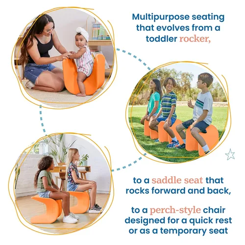 Vista 36 de ECR4Kids Asiento ondulado, altura del asiento de 14 a 15.1 pulgadas, taburete de perca, amarillo, paquete de 2