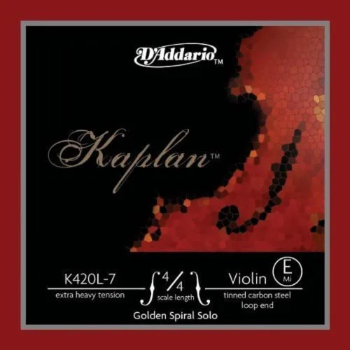 Vista 7 de D'Addario Kaplan - Cuerda de violín en espiral dorada - Cuerda E individual - K420B-3 - Cuerdas de violín - Escala 4/4, tensión media, extremo