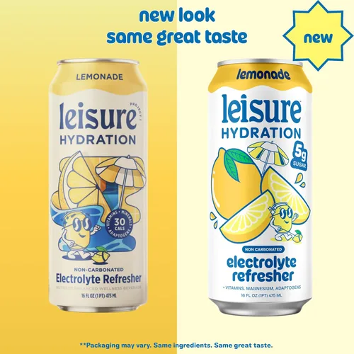 Vista 3 de Leisure Refrescante de Electrolitos de Hidratación Sin Gas, Sabor Limonada - Bebida de Agua Mejorada con Nutrientes y Bajo Contenido de Azúcar