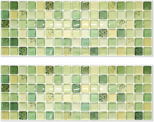 Vista 2 de Adhesivos decorativos para azulejos, lámina de azulejos ignífugos para salpicaduras en muro (verde) (10, 5.28 x 14.8 pulgadas)