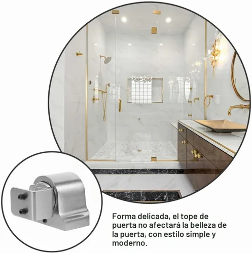 Vista 9 de Angoily Tope magnético para puerta de ducha, tope de puerta de montaje en piso con accesorios, tope de puerta de vidrio deslizante adhesivo sin