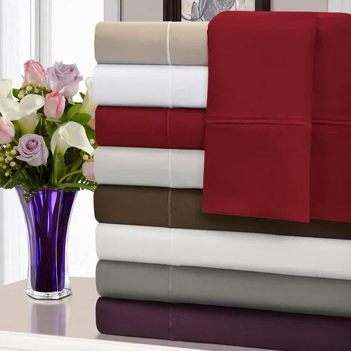 Vista 3 de Superior Juego de 2 fundas de almohada de 100 % algodón de 1500 hilos, ropa de cama suave, esenciales para cama de huéspedes/principales, fundas