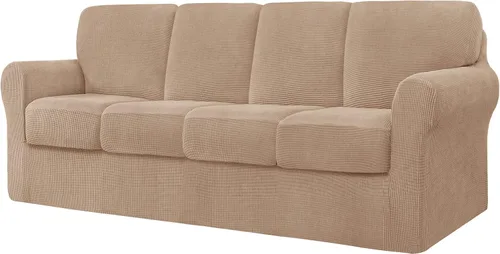 Vista 10 de CHUN YI Fundas para sofá de 7 piezas, lavables, fundas elásticas para sofá de 3 cojines con respaldo y fundas de cojín separados, protector