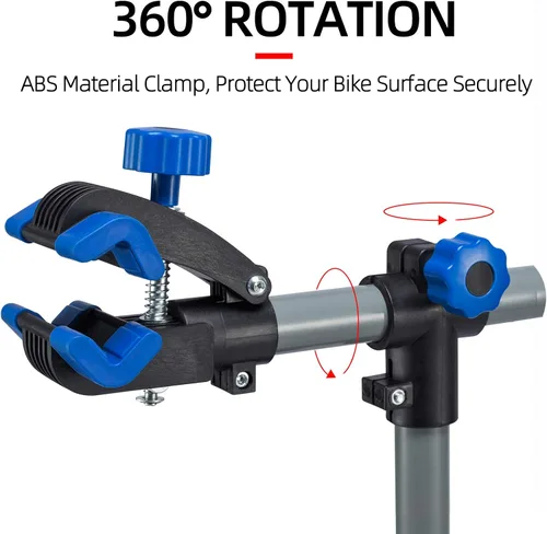 Vista 4 de ROCKBROS Soporte de reparación de bicicletas, soporte de mantenimiento de bicicletas, soporte de bicicleta para mantenimiento de altura ajustable