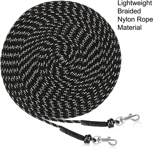 Vista 2 de Rypet Correa larga reflectante para gatos, 15 pies, a prueba de escapes, correa larga para caminar, duradera, segura, personalizada, extensora