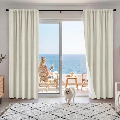 Vista 40 de RYB HOME Cortinas cortas 100% opacas de arpillera, 52 pulgadas de ancho, 45 pulgadas de largo, bloqueo de luz y aislamiento térmico para cocina