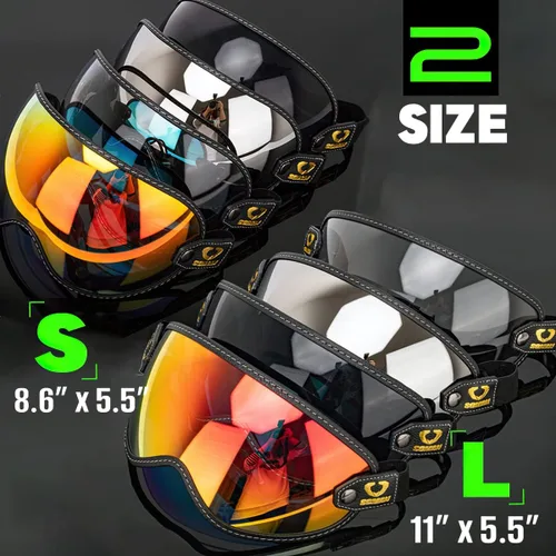 Vista 2 de Protector retro para casco de motocicleta, visera de burbujas, lentes de policarbonato de repuesto universal para casco completo de cara abierta