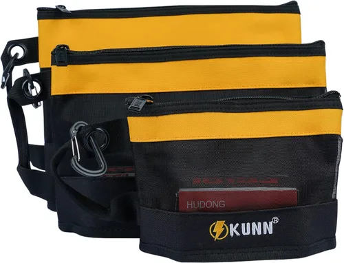 Vista 9 de KUNN Tool Bag Zipper Pouch 3 Pack - Heavy Duty Utility Tool Storage Organizer with Carabiner for DIY,Electrician,Accessories and Travel