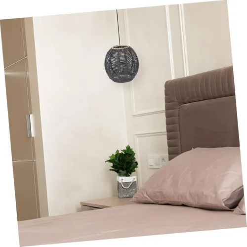 Vista 7 de Lámpara de cuerda tejida hecha a mano, cubierta de araña retro para comedor, estilo moderno, linterna de techo, cuerda de papel, decoración de luz