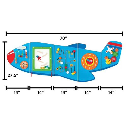 Vista 7 de SPARK & WOW Paneles de pared de actividades de arcoíris y avión – Edades 18 meses – Juguete de pared sensorial Montessori – 16 actividades – Tablero