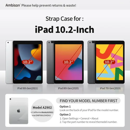 Vista 2 de Funda para iPad de 987 generación, funda para iPad 10.2 202120202019, a prueba de niños ambison funda protectora de cuerpo completo con protector