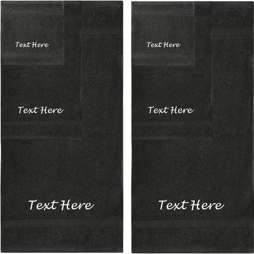 Vista 40 de Juego de Toallas Personalizadas con Texto Bordado - Paquete de 2 Sábanas de Baño de Algodón Turco Altamente Absorbentes y Súper Suaves para Spa