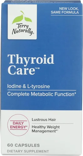 Terry Naturally Cuidado de la tiroides - Fórmula de apoyo para la salud inmunológica y la energía - Suplemento nutricional con yodo para el apoyo a