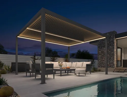 Vista 11 de PURPLE LEAF 94AS - Pérgola pequeña de aluminio compacto de 10 x 12 pies con techo rígido con listones ajustables para patio, cubierta de terraza