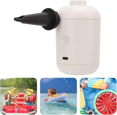 Vista 5 de Bomba de aire eléctrica, bomba inflable de llenado rápido con 4 boquillas USB 2A DC5V universal recargable portátil colchón de aire inflador bomba