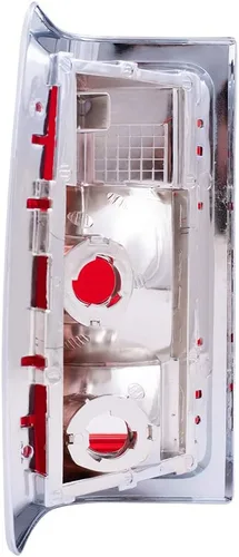 Vista 4 de Brock - Juego de luces traseras de repuesto para conductor y pasajero, borde rojo con carcasa cromada, compatible con cargador de camioneta