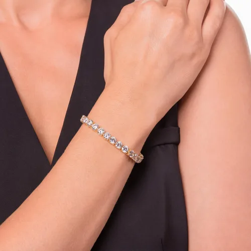 Vista 3 de Tienda Essentials Brazalete de tenis de plata de ley con circonia cúbica de corte redondo