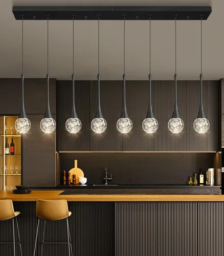 Vista 33 de Lámparas colgantes modernas para isla de cocina, LED, regulable, cristal glamuroso, iluminación colgante de techo para comedor, pasillo, dormitorio
