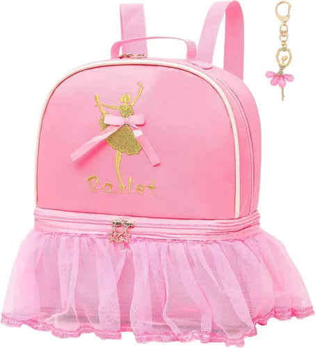 Vista 3 de Dorlubel - Linda mochila de ballet con tutú con llavero para niñas Tutú rosa niña 7