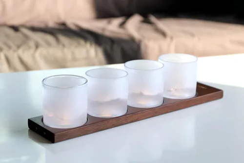 Vista 6 de LIITON American Peaks - Juego de 4 vasos de whisky de cristal pesado, vaso de bourbon grueso congelable de 1 libra cada uno, regalos de whisky