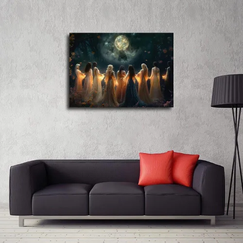 Vista 4 de Moon Calling Magic Witchy Ritual Mythical Wall Art Print - Póster de Halloween de bruja de invocación mística