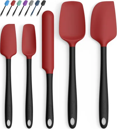 Vista 11 de Coukre Juego de 5 espátulas de silicona, resistentes a altas temperaturas, silicona de grado alimenticio, aptas para lavavajillas, para hornear