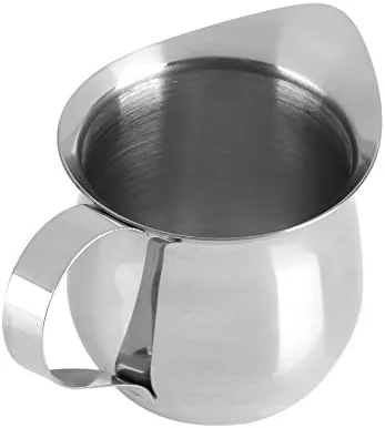 Vista 9 de Jarra de espuma de leche de 8.1 fl oz, taza de cocina de acero inoxidable con acabado espejo, boca ancha con boquilla de vertido