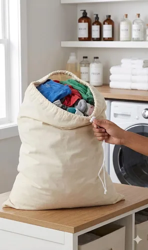 Vista 9 de Urban Villa Bolsa de lavandería 1 paquete de bolsa de lavandería extra grande de lona resistente, bolsas de lavandería de algodón natural, multiuso
