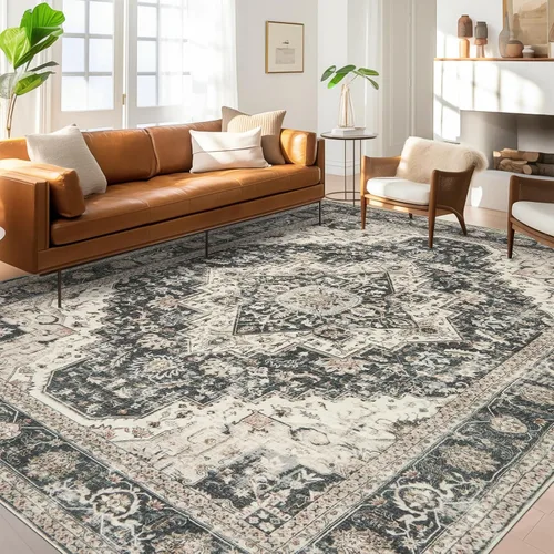 Vista 45 de Roxstand Alfombras de área de 5 x 7, resistentes a las manchas, lavables a máquina con parte trasera antideslizante, alfombras vintage